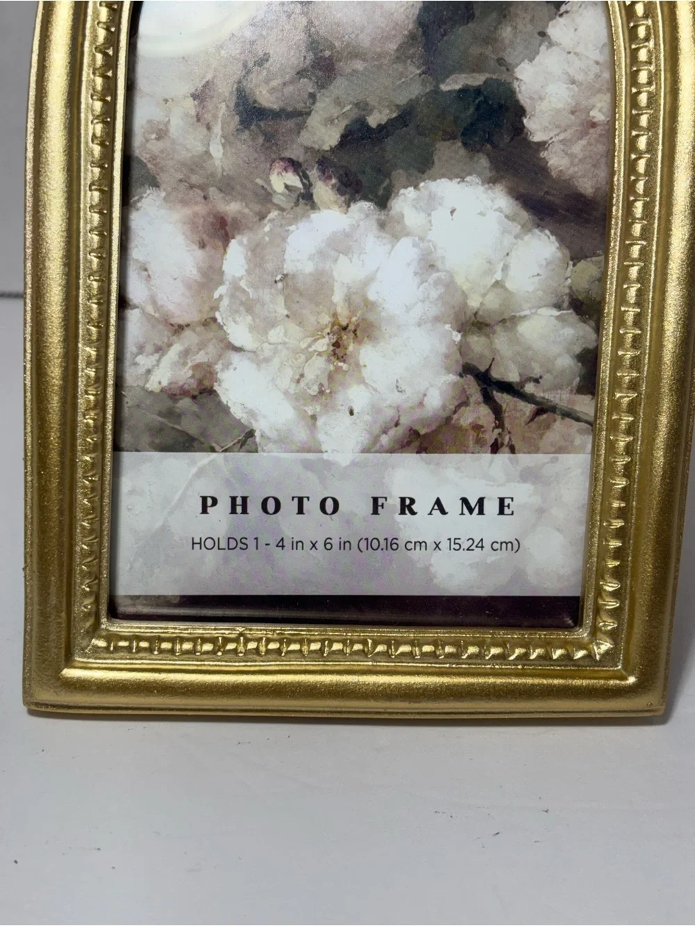 Gold Floral Arch Photo Frame - Decorative Home Accent Fits 4X6 Photo Heavy